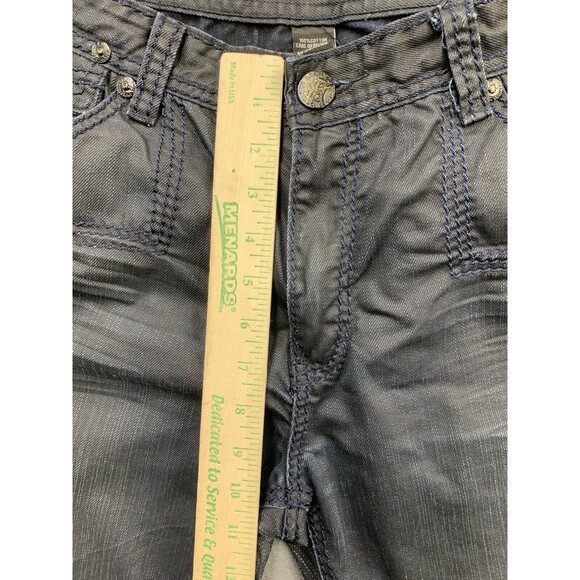 Imperious Denim Jeans Men's Size 38X32 Black Wiskered Flap Pockets 100% Cotton - Picture 5 of 16